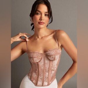 Elegant Lace Bustier in Gorgeous Brown Floral Print